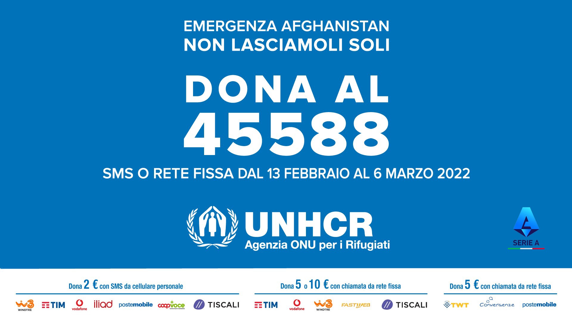 UNHCR – “Emergenza Afghanistan: non lasciamoli soli” 